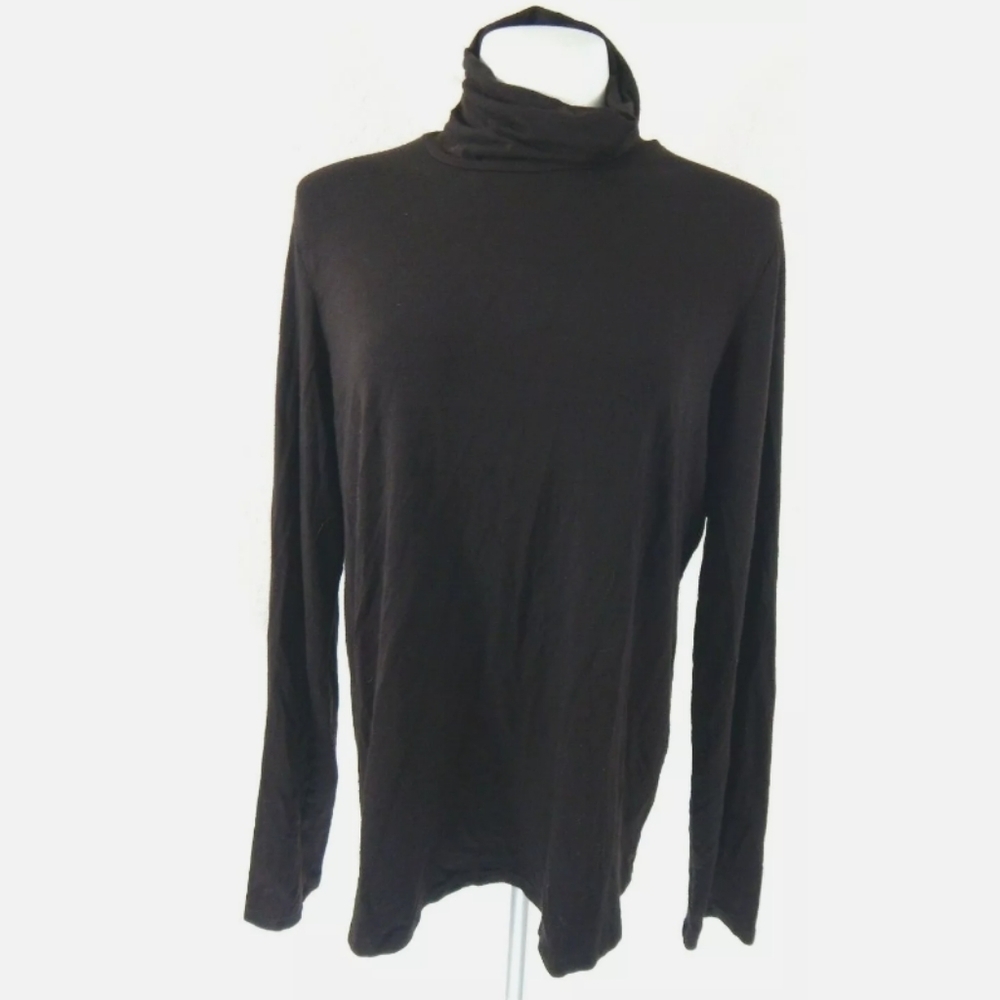 Eileen Fisher Brown Relaxed Fit Turtleneck Top